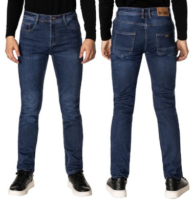 Spodnie Jeansowe Męskie Granatowe Texasy Dżinsy BIG MORE JEANS N57 W37 L32