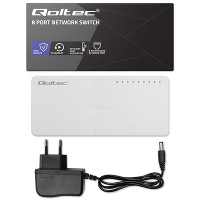 SWITCH Przełącznik sieciowy Qoltec 8 x port RJ45 100Mbps Fast Ethernet LAN