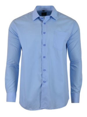 49/50 KOSZULA GŁADKA BŁEKITNA DŁUGI RĘKAW DUŻA