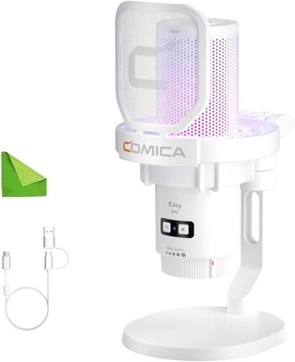 Mikrofon USB COMICA do komputera i smartfona, mikrofon pojemnościowy RGB