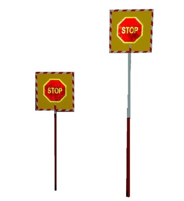 Znak tablica STOP dla przeprowadzającego na pasach