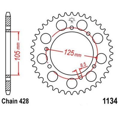 ENGRANAJE PARTE TRASERA JT R1134-51 51Z 428 DERBI SENDA 125  