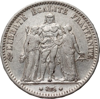 Francja, 5 franków 1875 K, Herkules