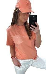 BY O LA LA! BLUZKA T-SHIRT KONIK PAPAYA M 38