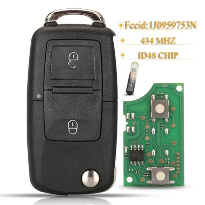 2 Buttons Smart Remote Car Key Fod 434MHZ ID46 Chip 1J0959753N For V~22663