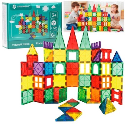 KLOCKI KONSTRUKCYJNE DLA DZIECI MAGNETYCZNE DO BUDOWANIA ZESTAW 100 el.