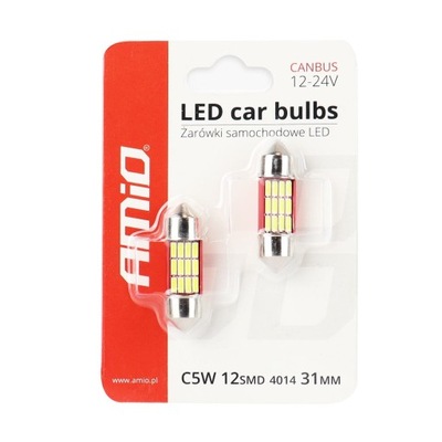 LEMPUTĖS LED CANBUS 4014 12SMD FESTOON C5W C10W C3W 31MM WHITE 12V 24V 