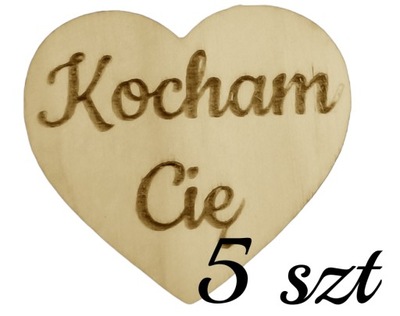 Drewniane serduszko Kocham Cię 5 szt