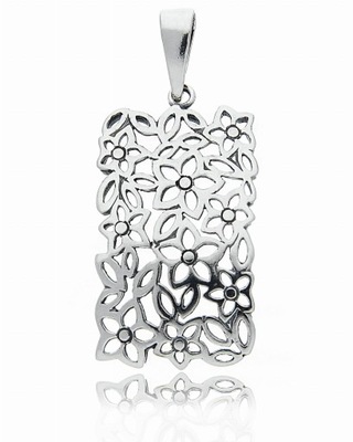 Ażurowy wisiorek srebro 925 kwiatowy wzór