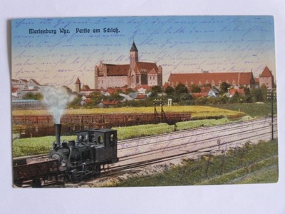 Malbork k/ Gdańska zamek pociąg 1918