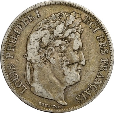 78. Francja, 5 franków 1837 W , Ludwik Filip I