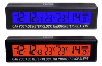 Woltomierz termometr zegarek do samochodu 2 kolory