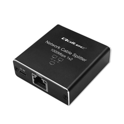 Qoltec Rozdzielacz Splitter mini SWITCH 1x2 port RJ45 | 1000Mbps | USB-C |