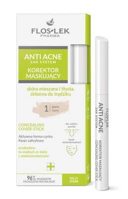 Korektor z aplikatorem antybakteryjny, kryjący Flos-Lek Anti Acne jasny 1