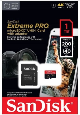 Karta SanDisk 1TB microSDXC Extreme PRO 200MB/s A2 V30 UHS-I U3