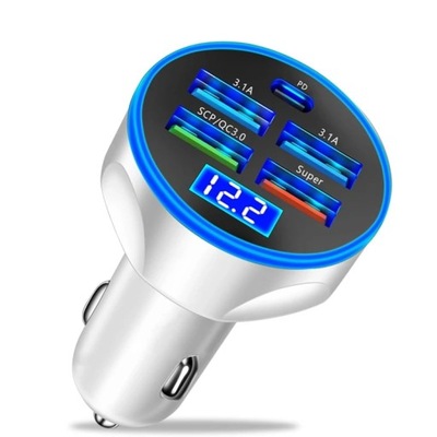 5 IN 1 CAR CHARGER 250W 4USB PD FAST CHARGING TYPE C AUTO MOBILE CAR PHONE  