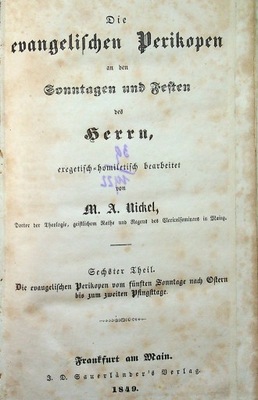 Die evangelischen Perikopen sechster theil 1849