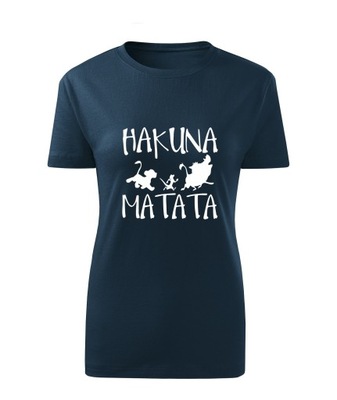 Koszulka T-shirt damska D417 HAKUNA MATATA granatowa rozm 3XL
