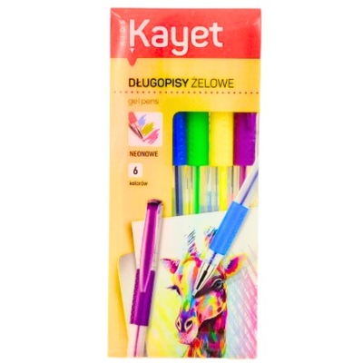 Kayet Długopisy żelowe neonowe 6 kolorów