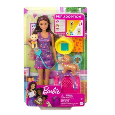 Barbie Adopcja piesków Lalka akcesoria HKD86