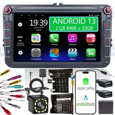 RADIO ANDROID 2DIN 2+32 GAS-GASOLINA 8 INTEGROS VW PASSAT B6 B7 GOLF 5 V 6 VI SKODA SEAT  