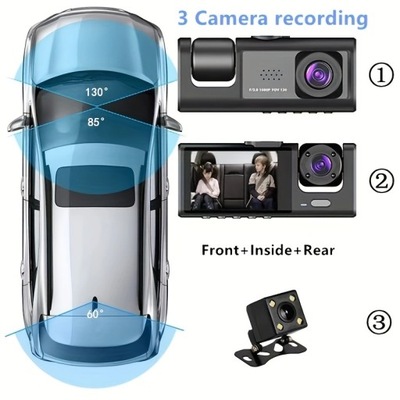 Capture Every Moment on the Road with this HD Triple Camera Car Dash Cam! 