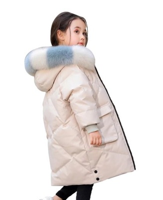 Kurtka zimowa płaszcz zimowy dla dziewczynki puchowa z futrem 134