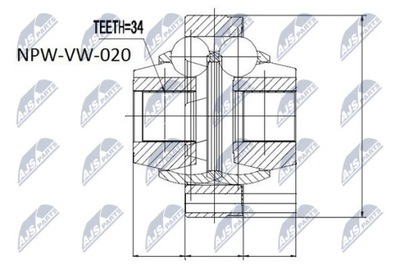 NTY NPW-VW-020 КОМПЛЕКТ ШАРНИРА, ВАЛ КАРДАННЫЙ