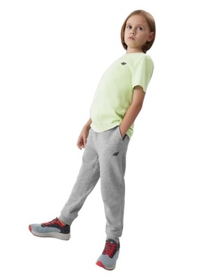 4F Spodnie dresowe chłopięce szare bawełniane joggersy 128