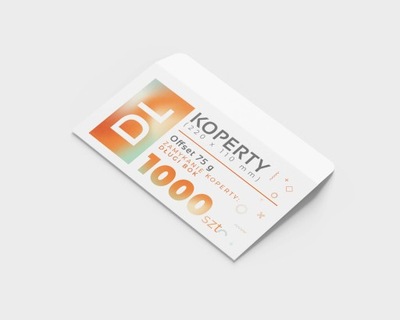 Koperta DL pozioma 1000 szt druk CMYK bez okienka OFFSET 75g samoklejąca