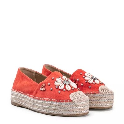 Pomarańczowe espadryle na platformie 2798 38