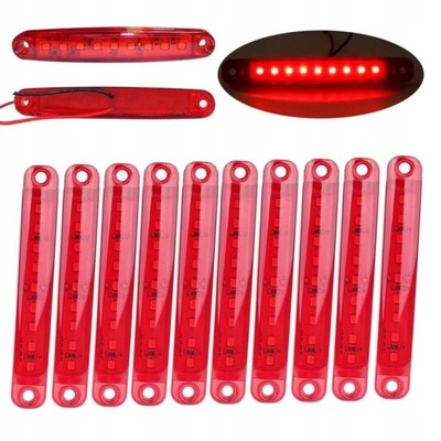 10SZT LUCES FAROS OBRYSOWE LUZ DE POSICIÓN DE CERCO 9LED 12V 24V, LED, ROJO  