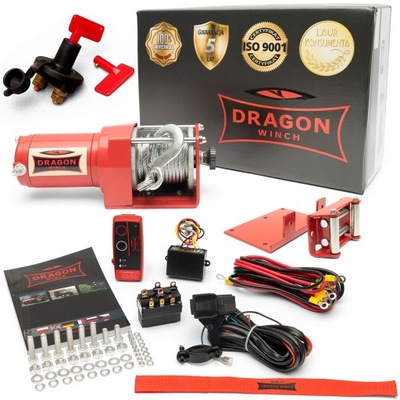 1,1T ЛЕБІДКА DRAGON 12V ЕЛЕКТРИЧНА ЛЕБІДКА ТРОСОВА ПЛУГА QUADA +ПУЛЬТ