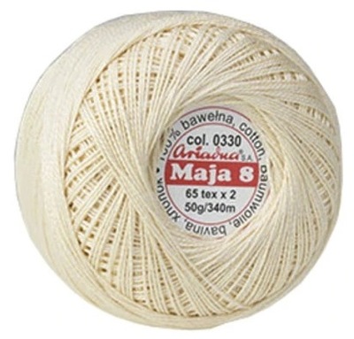 Kordonek ARIADNA MAJA 8 50g/340m kolor 0330 Jasny Beż