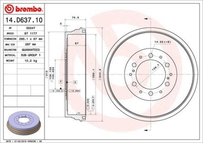 BREMBO 14.D637.10 BŪGNINIAI STABDŽIAI STABDŽIŲ 