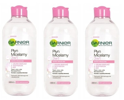 Zestaw GARNIER PŁYN MICELARNY 3W1 400 ML x 3 sztuki