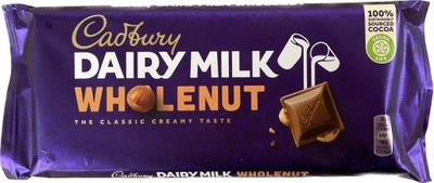 Cadbury Dairy Milk Wholenut Czekolada mleczna z całymi orzechami 180g