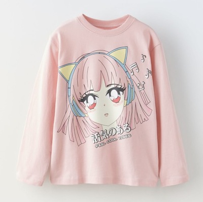 ZARA koszulka bluzka z motywem anime manga