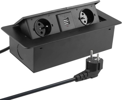 Gniazdo blatowe wpuszczane, chowane 2 gniazdka + 2 USB + 1 USB C / Włącznik