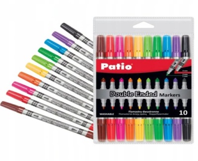 FLAMASTRY DWUSTRONNE 10 KOLORÓW