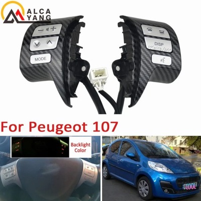 VENTANAS DE CARBÓN PARA PEUGEOT 107 BOTONES TELÉFONO CON BLUETOOTH CONTROL DE CRUCERO VOLUME  