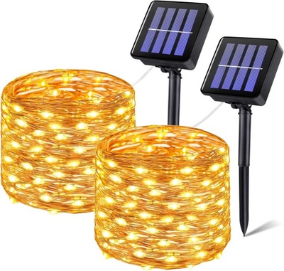 Solarny łańcuch świetlny do użytku na zewnątrz, 12 m, 120 diod LED,