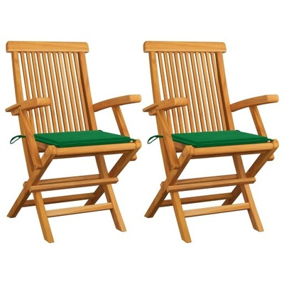 Krzesła ogrodowe z zielonymi poduszkami, 2