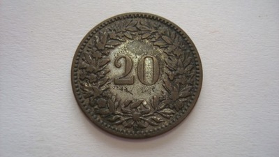Szwajcaria 20 rappenów 1859 stan 3