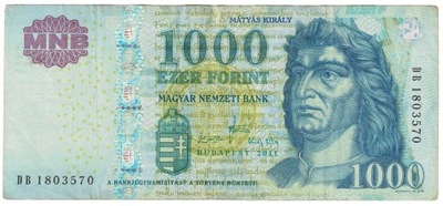 Banknot, Węgry, 1000 Forint, 2011, KM:197c, VF(20-