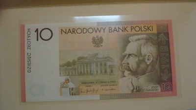 Banknot 10 zł Piłsudski Niepodległość 2008 stan 1