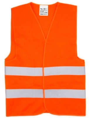 KAMIZELKA ODBLASKOWA OSTRZEGAWCZA POMARAŃCZOWA CE SAMOCHODOWA DROGOWA