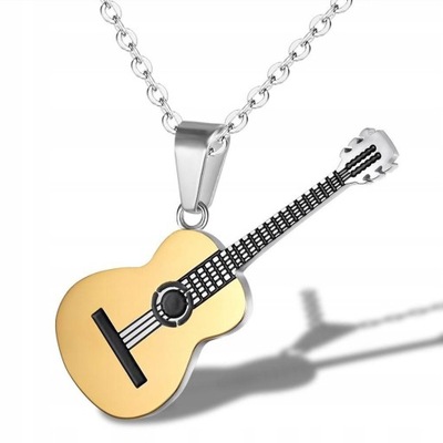 gitara naszyjnik metalowy wisiorek złoty