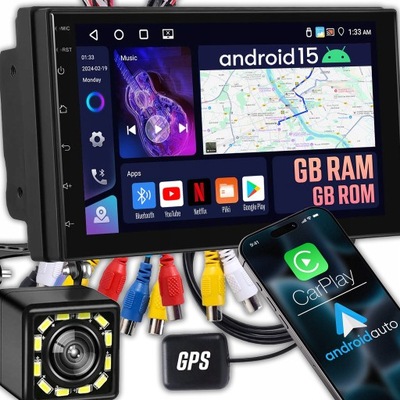 RADIO SAMOCHODOWE 2 DIN WiFi GPS ANDROID15 BLUETOOTH USB RDS KAMERA COFANIA
