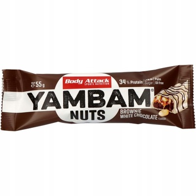 Body Attack Yambam Nuts 55g Baton Białkowy z Orzechami Brownie